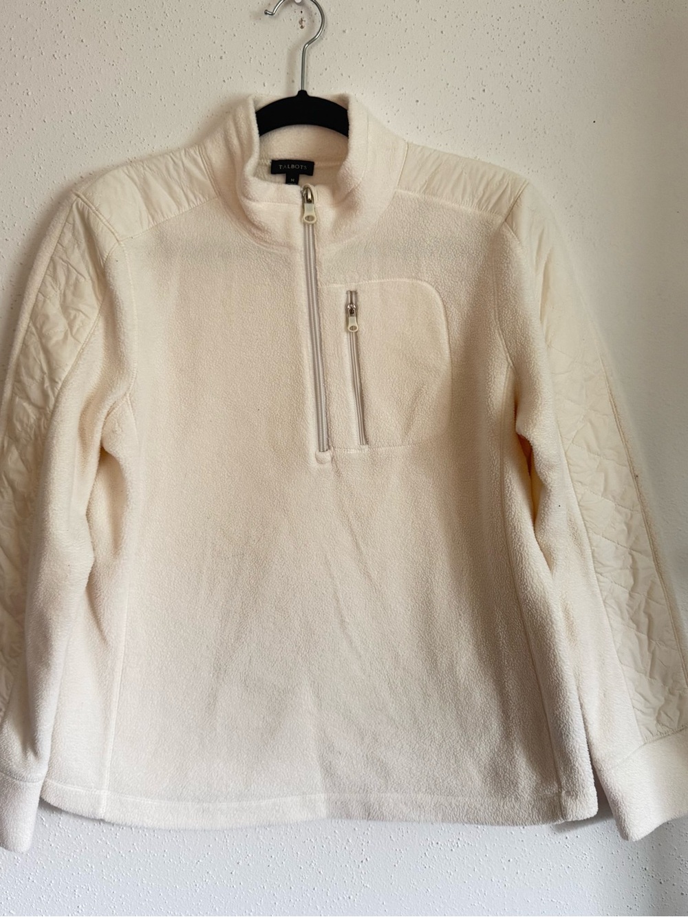 Talbots Cream Half-Zip Fleece Pullover Sweater